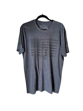 Grunt Style Mens T-Shirt Large V-Neck Short Sleeve American Flag Heather Gray Co